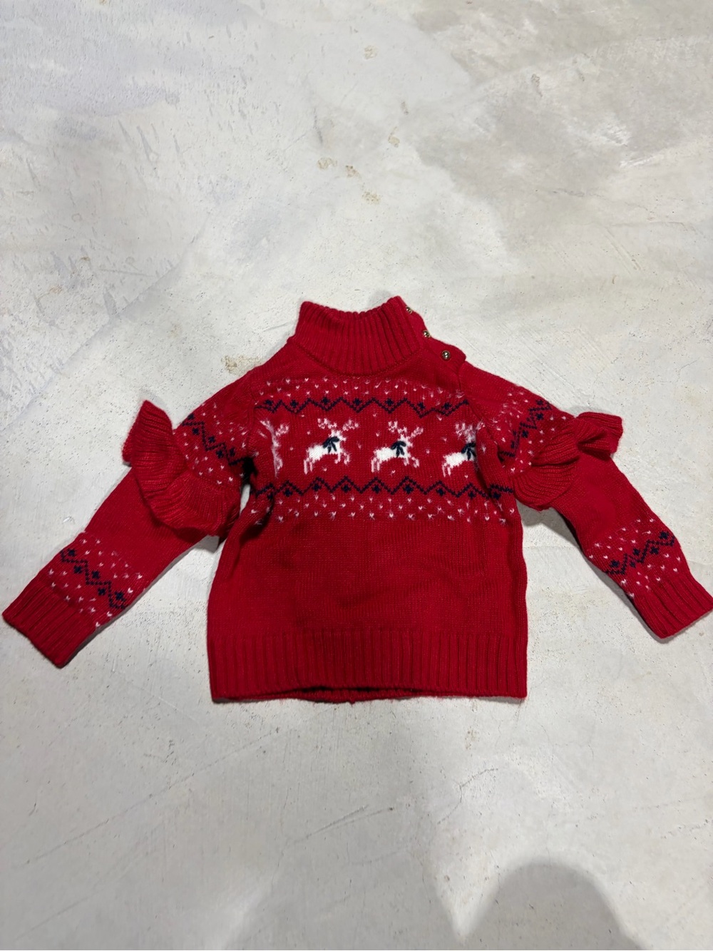 Janie & Jack kids Red Holiday Ruffle Knit Sweater 18 to 24 months